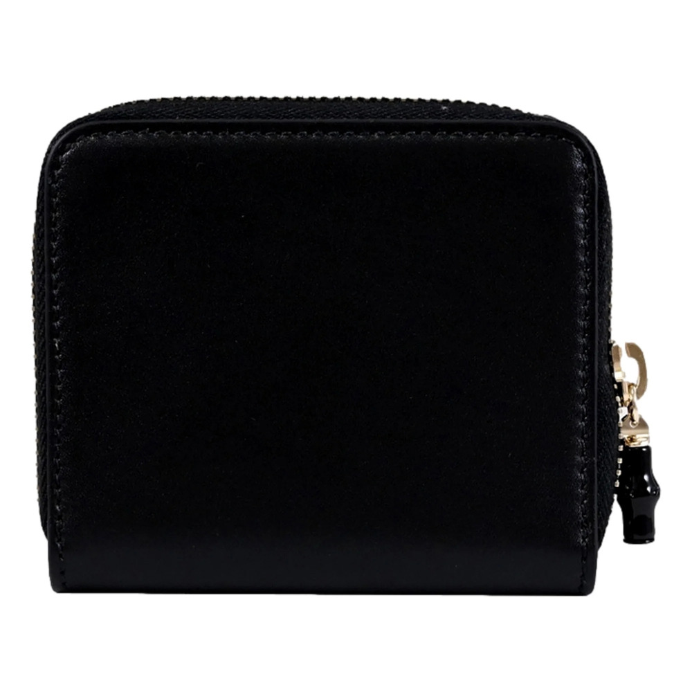 Gucci Black Patent Leather Zip-Around Wallet with Bamboo